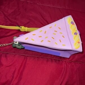 DISNEY  RAPUNZEL LOUNGEFLY Pink and Purple Cake Slice Crossbody Bag